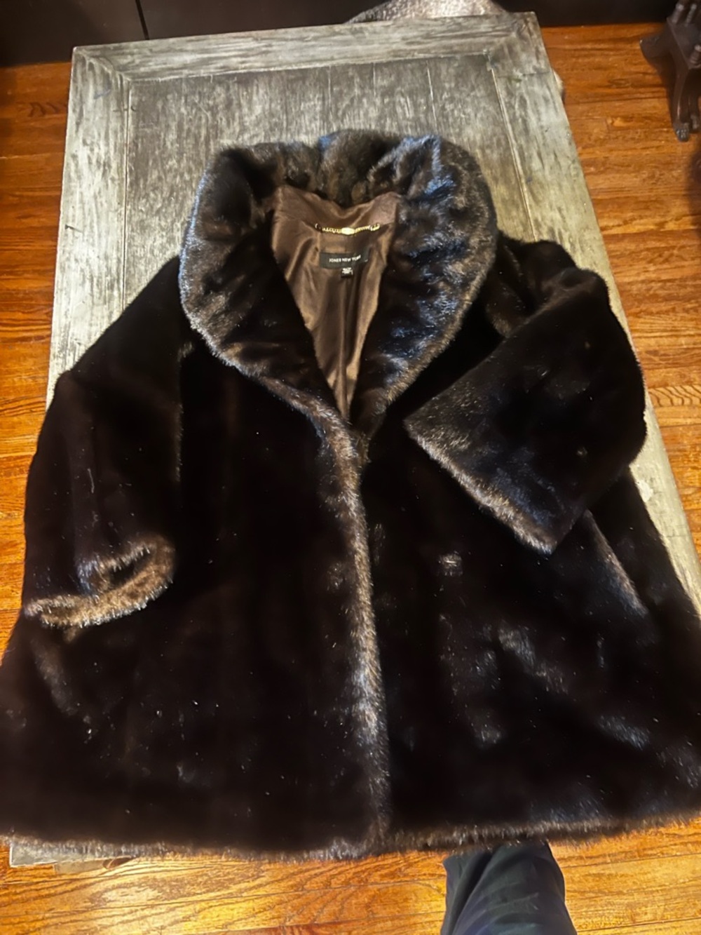 Jones New York Black Faux Fur Teddy Jacket